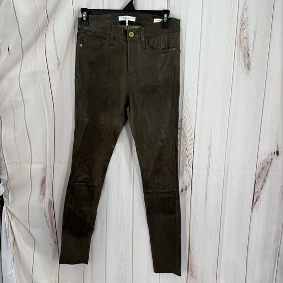 Frame Denim Denim - Frame Women’s 26 Green 100% Lamb Leather Pants